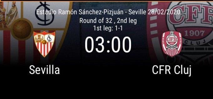 Soi kèo Sevilla vs CFR Cluj, 28/02/2020 – Cúp C2 Châu  u [Europa League]